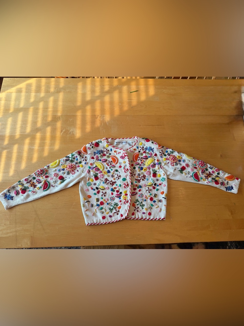 Vintage Michael Simon Cardigan Beaded and Embroidered Candy Theme Size 2